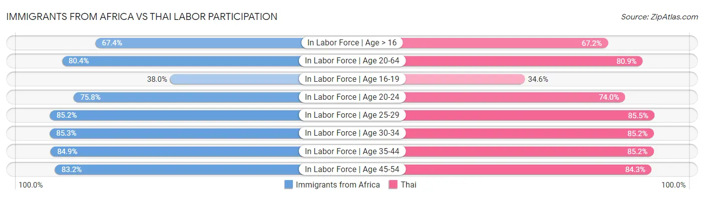 Immigrants from Africa vs Thai Labor Participation