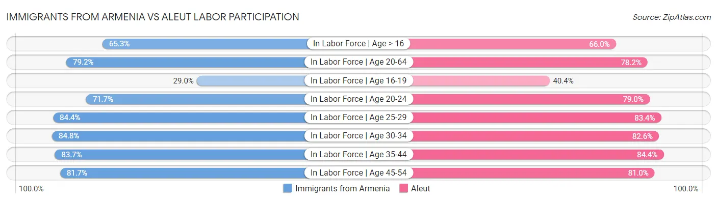 Immigrants from Armenia vs Aleut Labor Participation