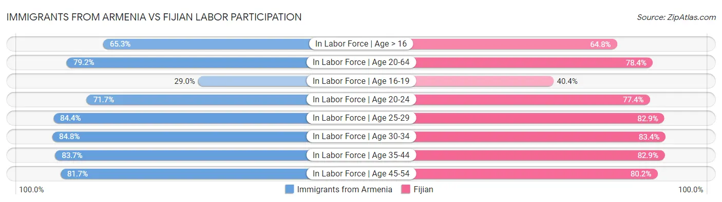 Immigrants from Armenia vs Fijian Labor Participation