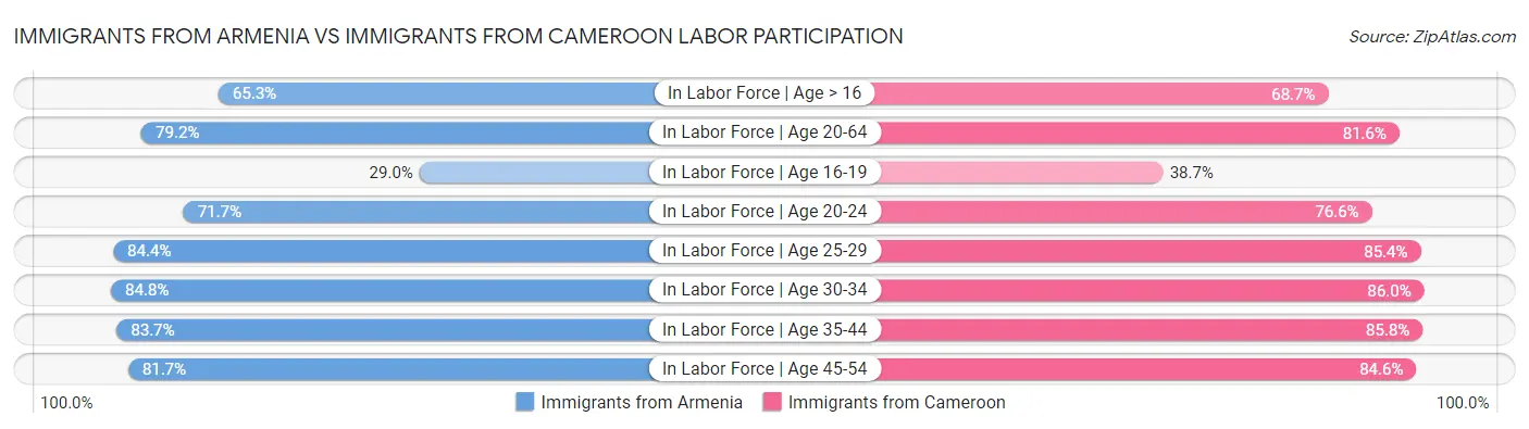 Immigrants from Armenia vs Immigrants from Cameroon Labor Participation
