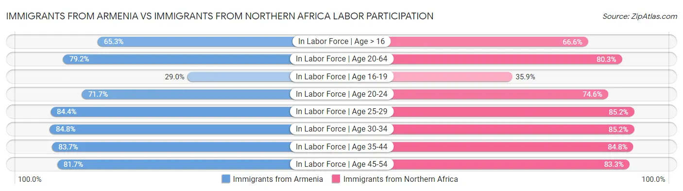 Immigrants from Armenia vs Immigrants from Northern Africa Labor Participation