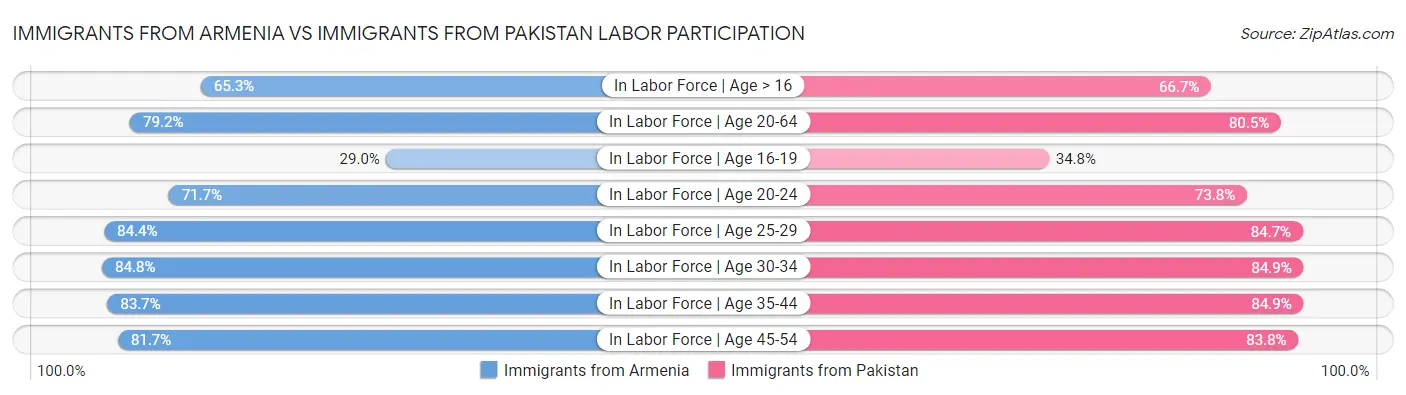 Immigrants from Armenia vs Immigrants from Pakistan Labor Participation