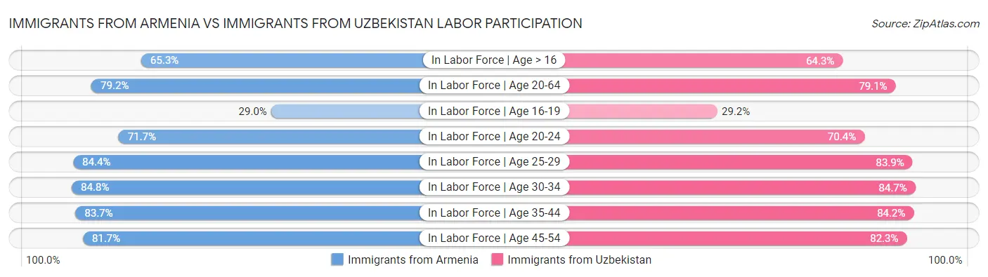 Immigrants from Armenia vs Immigrants from Uzbekistan Labor Participation