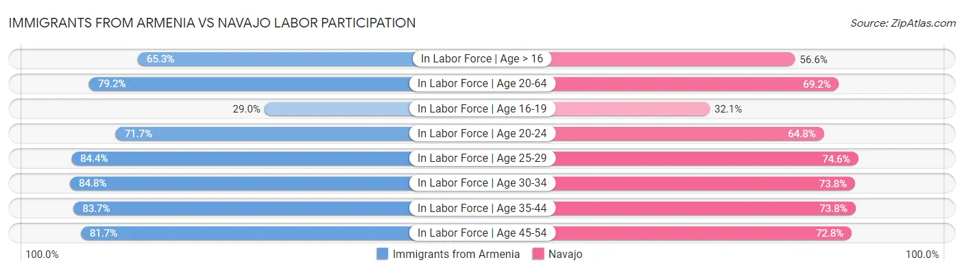 Immigrants from Armenia vs Navajo Labor Participation
