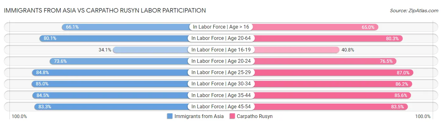 Immigrants from Asia vs Carpatho Rusyn Labor Participation