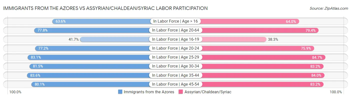 Immigrants from the Azores vs Assyrian/Chaldean/Syriac Labor Participation
