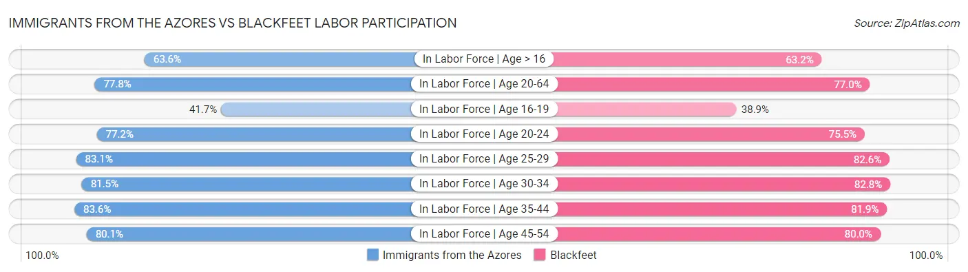 Immigrants from the Azores vs Blackfeet Labor Participation