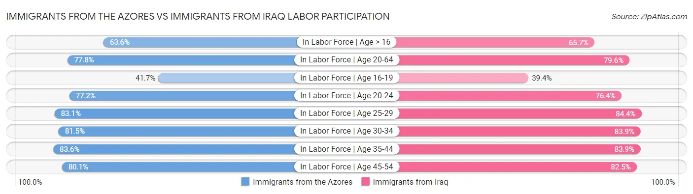 Immigrants from the Azores vs Immigrants from Iraq Labor Participation