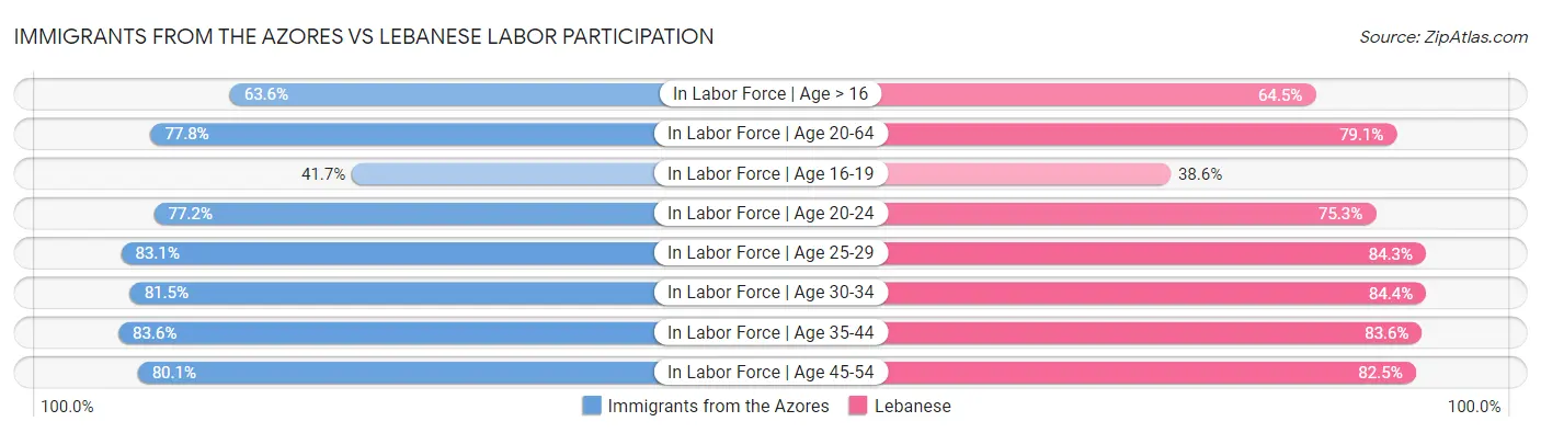 Immigrants from the Azores vs Lebanese Labor Participation