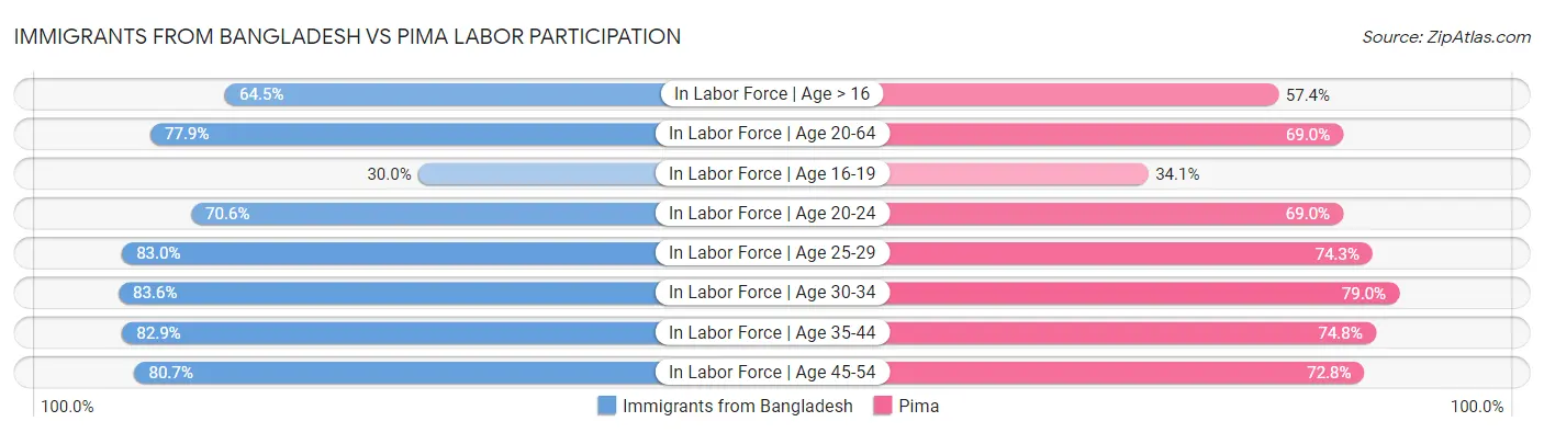 Immigrants from Bangladesh vs Pima Labor Participation