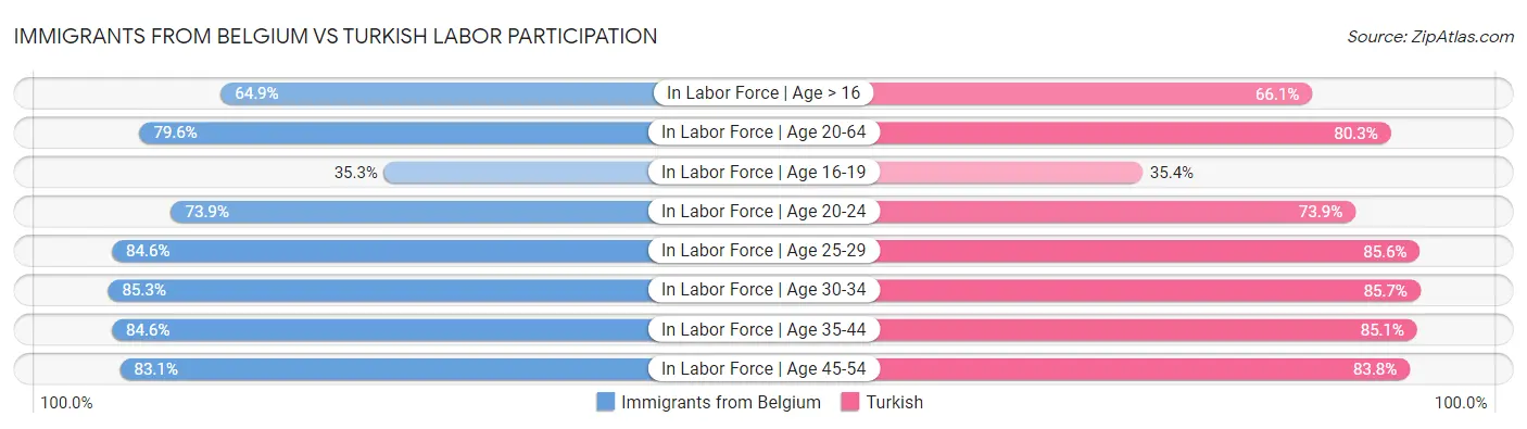 Immigrants from Belgium vs Turkish Labor Participation