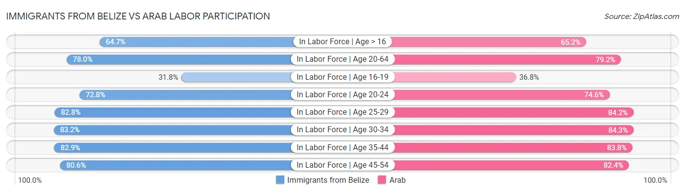 Immigrants from Belize vs Arab Labor Participation