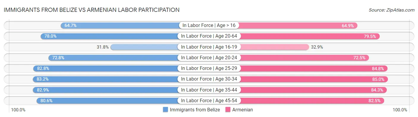 Immigrants from Belize vs Armenian Labor Participation