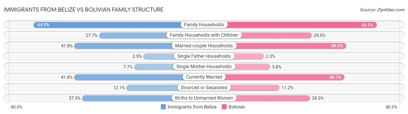 Immigrants from Belize vs Bolivian Family Structure