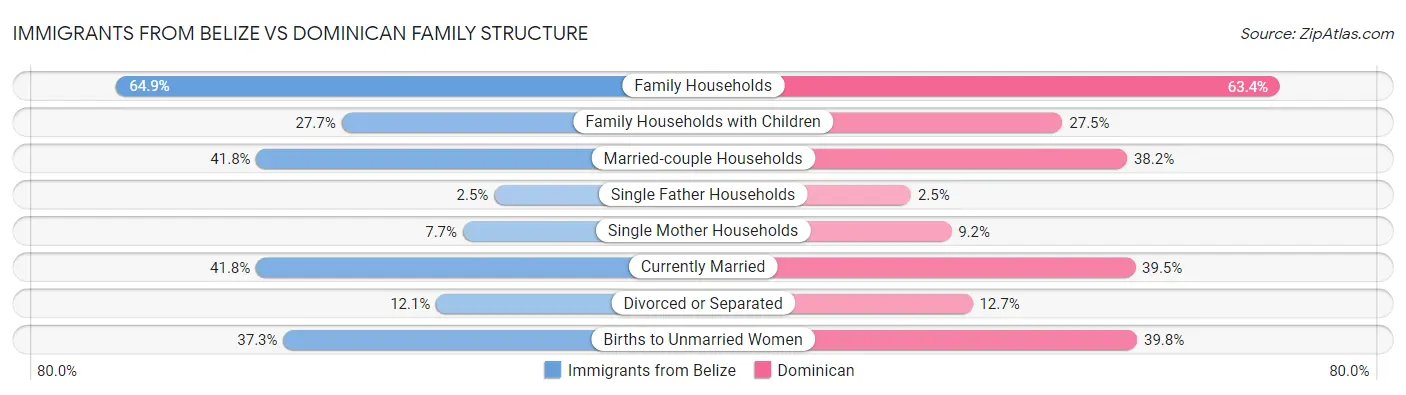 Immigrants from Belize vs Dominican Family Structure