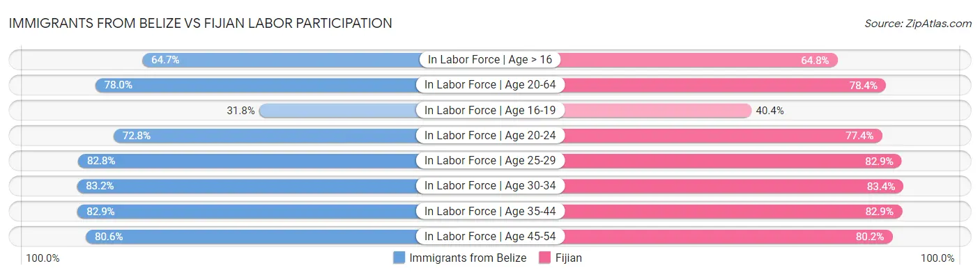 Immigrants from Belize vs Fijian Labor Participation