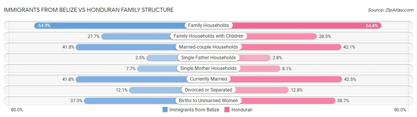 Immigrants from Belize vs Honduran Family Structure