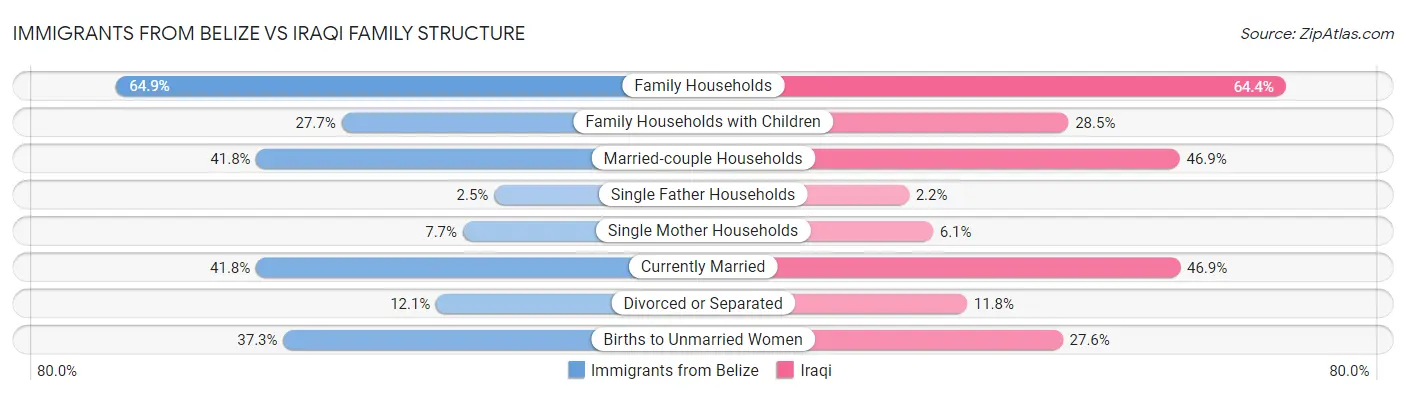 Immigrants from Belize vs Iraqi Family Structure