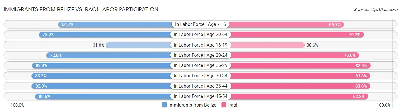 Immigrants from Belize vs Iraqi Labor Participation