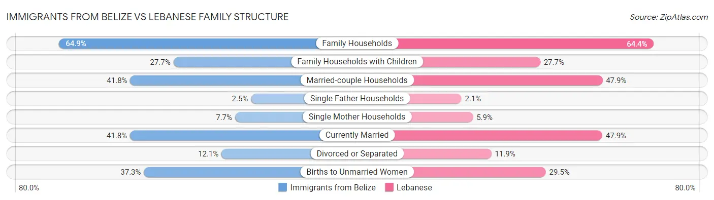 Immigrants from Belize vs Lebanese Family Structure