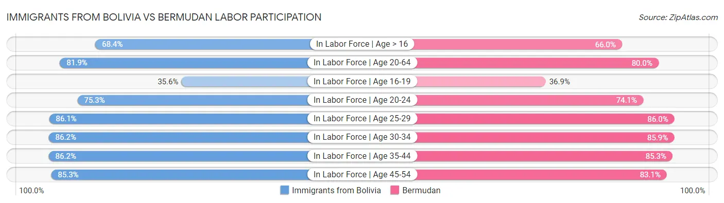 Immigrants from Bolivia vs Bermudan Labor Participation