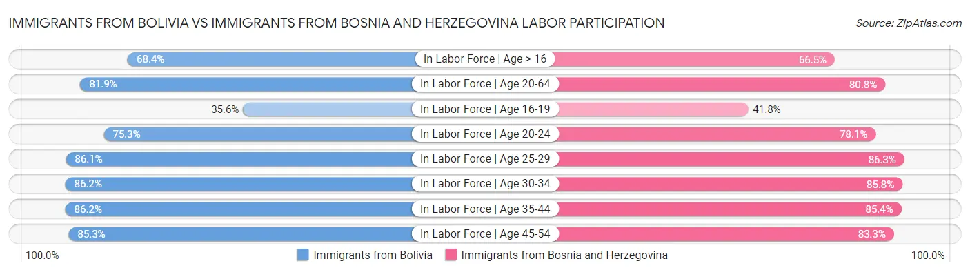 Immigrants from Bolivia vs Immigrants from Bosnia and Herzegovina Labor Participation