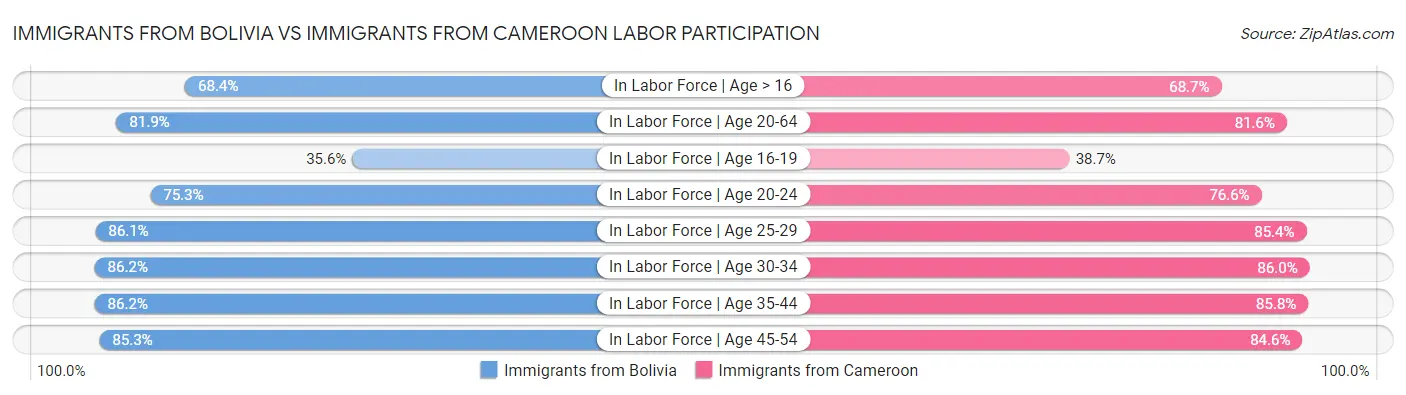 Immigrants from Bolivia vs Immigrants from Cameroon Labor Participation