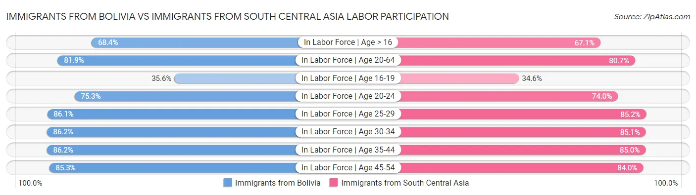 Immigrants from Bolivia vs Immigrants from South Central Asia Labor Participation