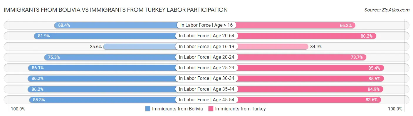 Immigrants from Bolivia vs Immigrants from Turkey Labor Participation