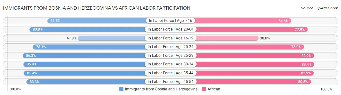 Immigrants from Bosnia and Herzegovina vs African Labor Participation