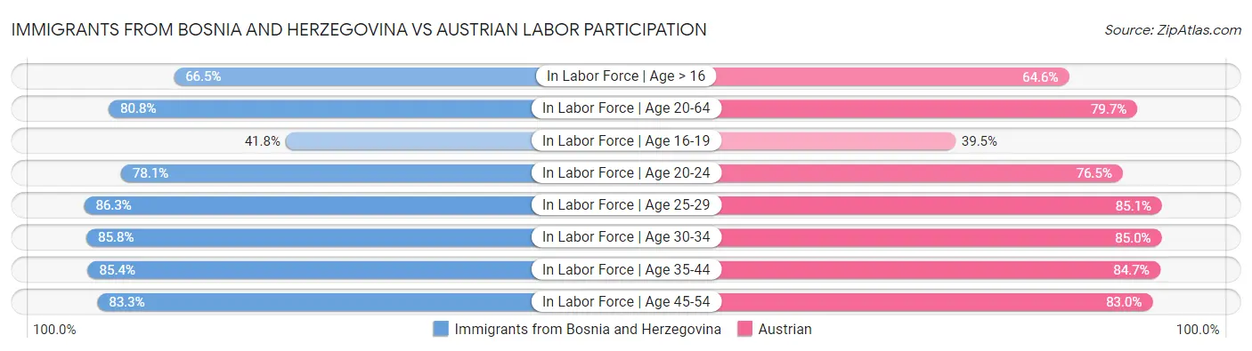 Immigrants from Bosnia and Herzegovina vs Austrian Labor Participation