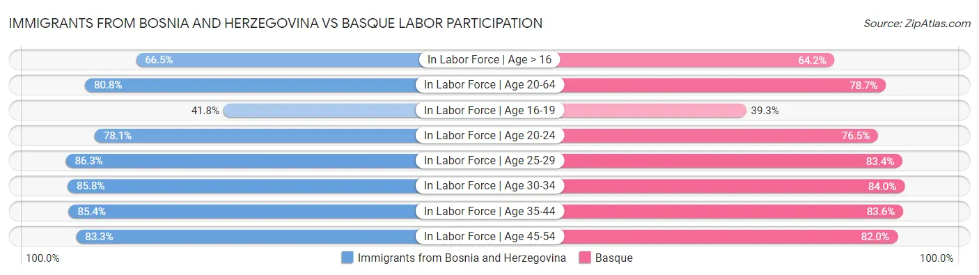 Immigrants from Bosnia and Herzegovina vs Basque Labor Participation