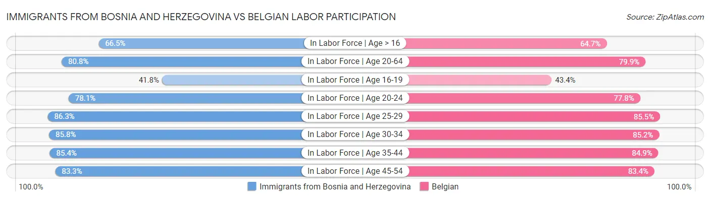 Immigrants from Bosnia and Herzegovina vs Belgian Labor Participation