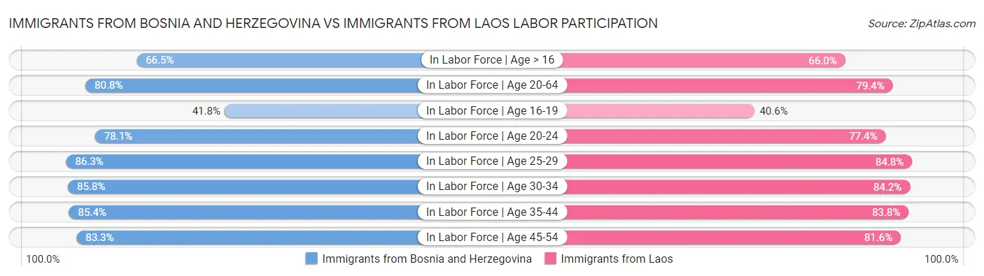 Immigrants from Bosnia and Herzegovina vs Immigrants from Laos Labor Participation