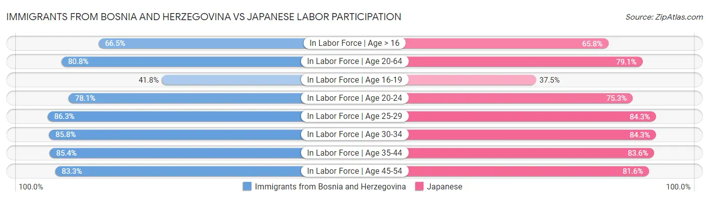Immigrants from Bosnia and Herzegovina vs Japanese Labor Participation