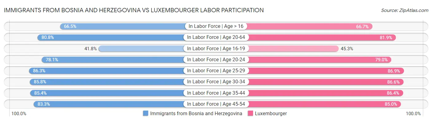 Immigrants from Bosnia and Herzegovina vs Luxembourger Labor Participation
