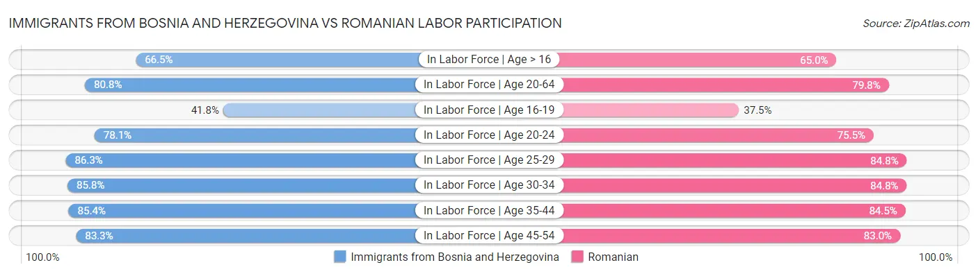 Immigrants from Bosnia and Herzegovina vs Romanian Labor Participation