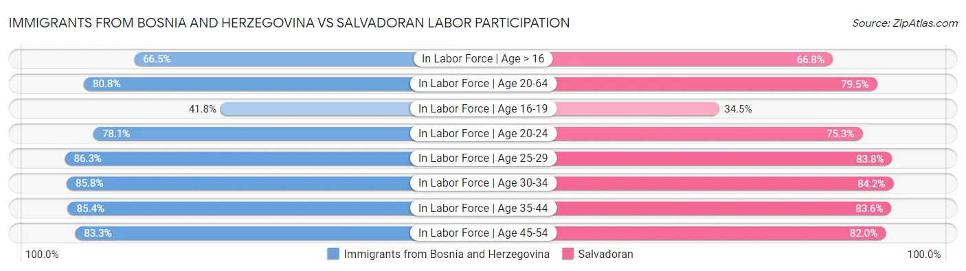 Immigrants from Bosnia and Herzegovina vs Salvadoran Labor Participation