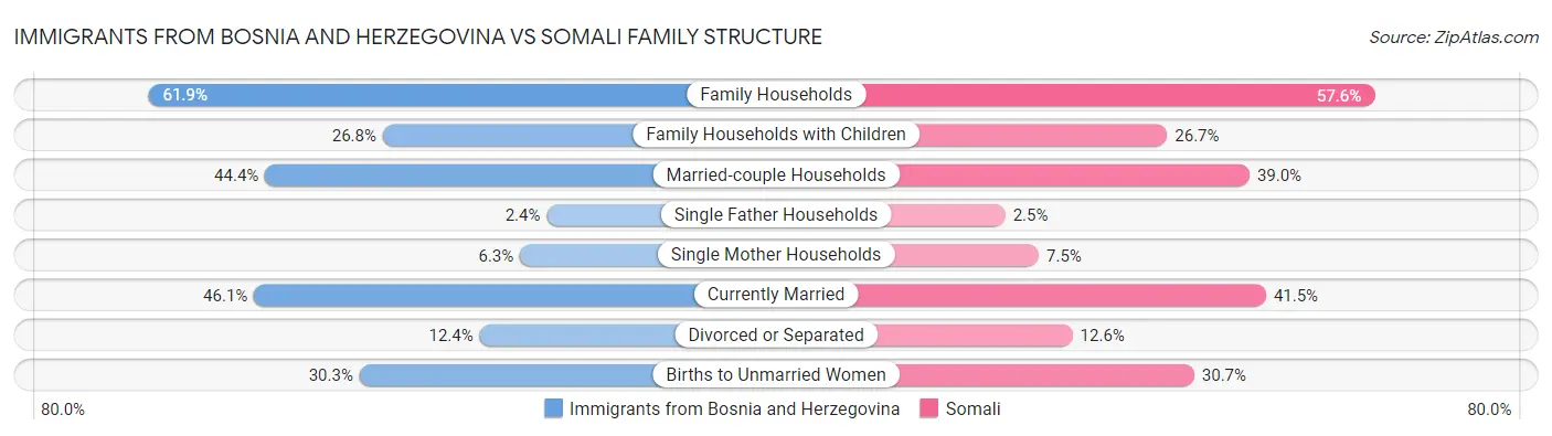 Immigrants from Bosnia and Herzegovina vs Somali Family Structure