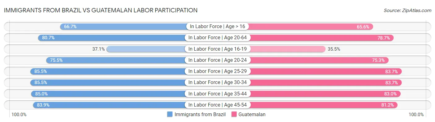 Immigrants from Brazil vs Guatemalan Labor Participation