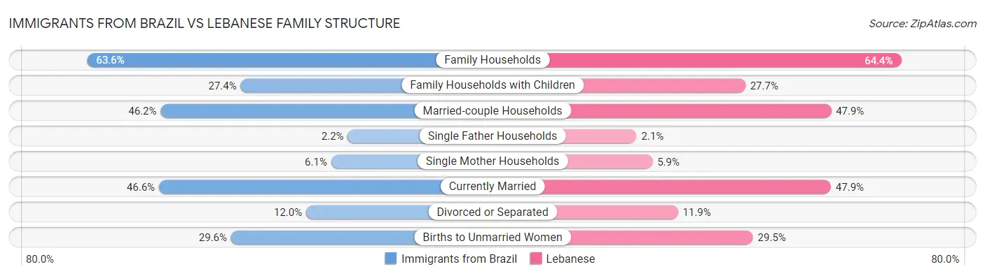 Immigrants from Brazil vs Lebanese Family Structure