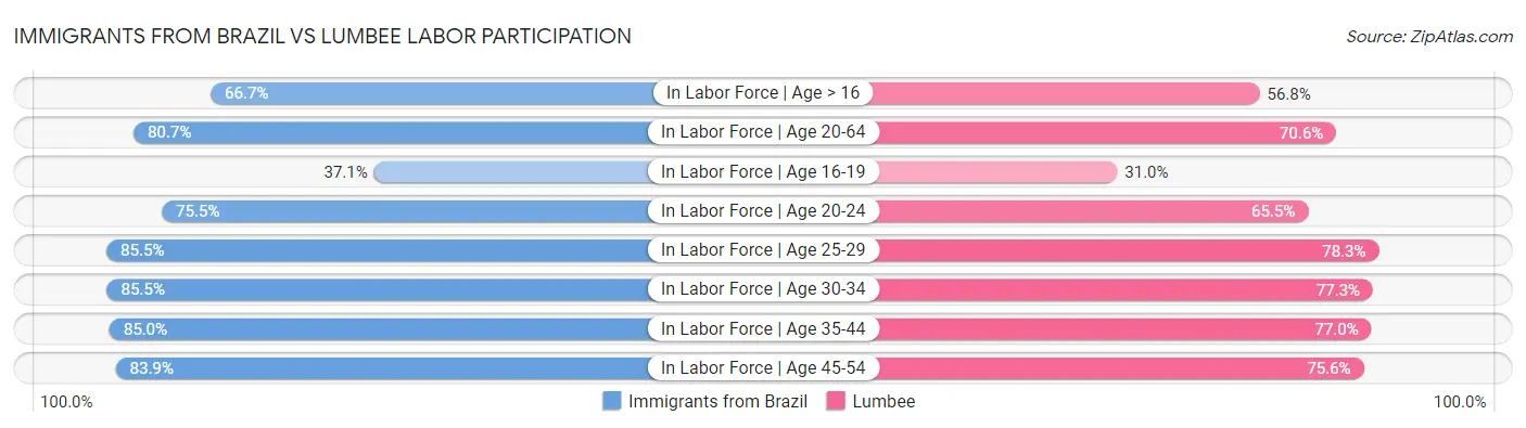 Immigrants from Brazil vs Lumbee Labor Participation