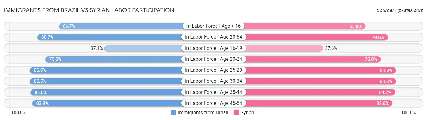 Immigrants from Brazil vs Syrian Labor Participation