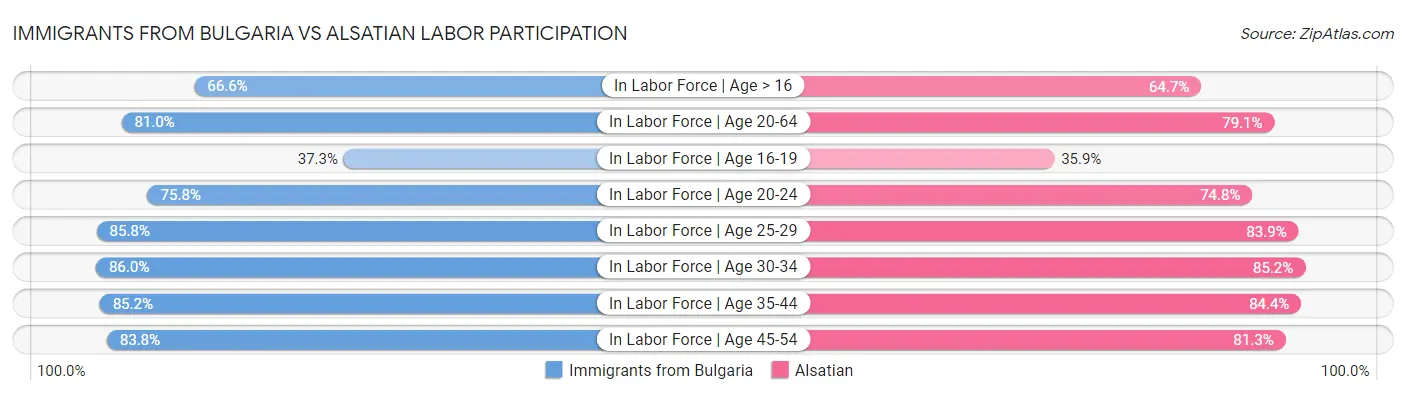 Immigrants from Bulgaria vs Alsatian Labor Participation