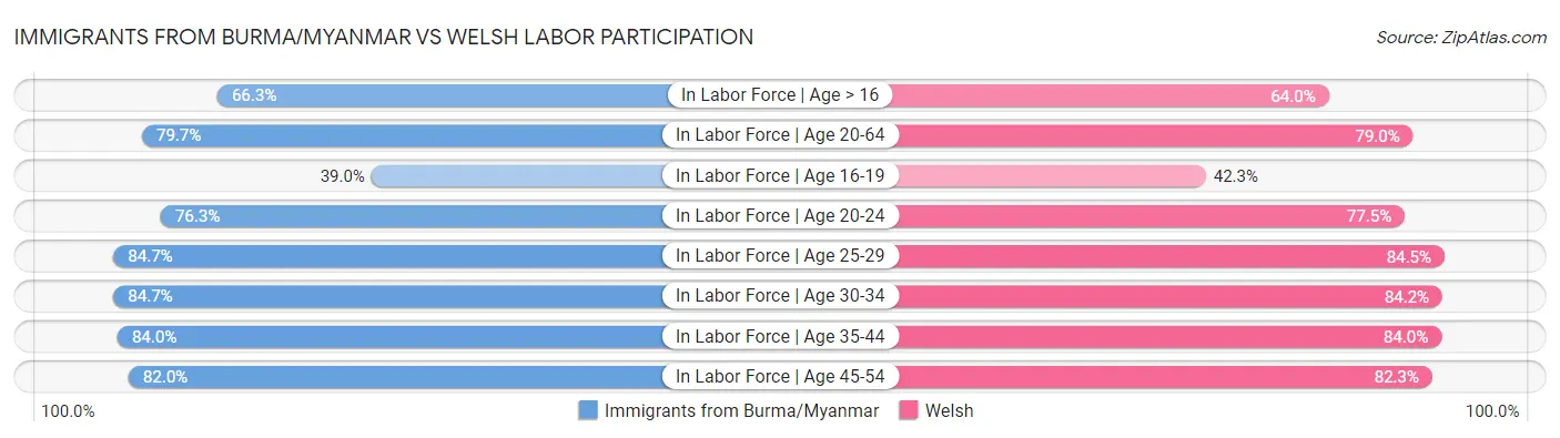 Immigrants from Burma/Myanmar vs Welsh Labor Participation