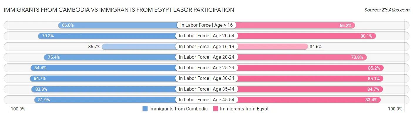 Immigrants from Cambodia vs Immigrants from Egypt Labor Participation