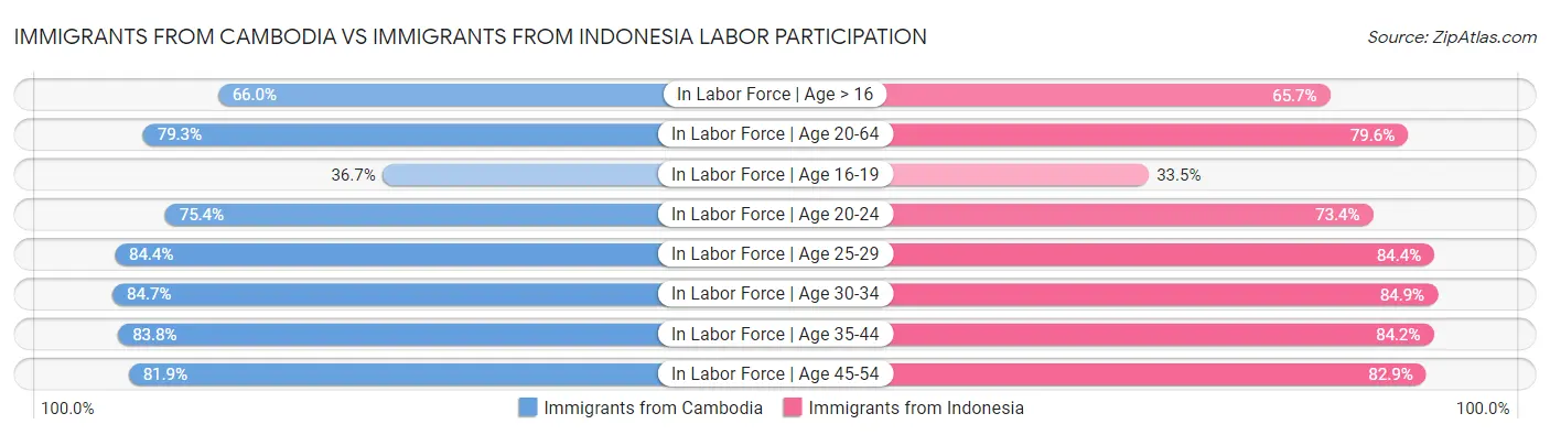 Immigrants from Cambodia vs Immigrants from Indonesia Labor Participation