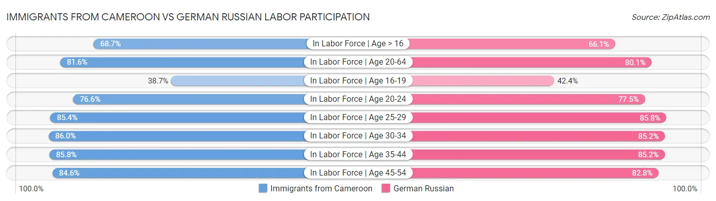 Immigrants from Cameroon vs German Russian Labor Participation