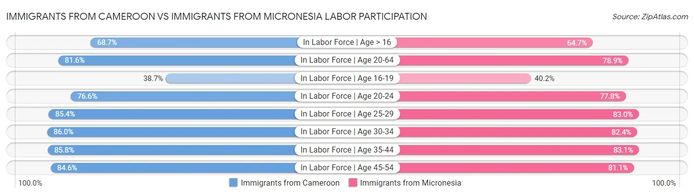 Immigrants from Cameroon vs Immigrants from Micronesia Labor Participation