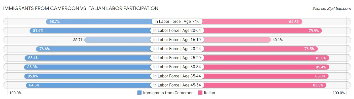 Immigrants from Cameroon vs Italian Labor Participation